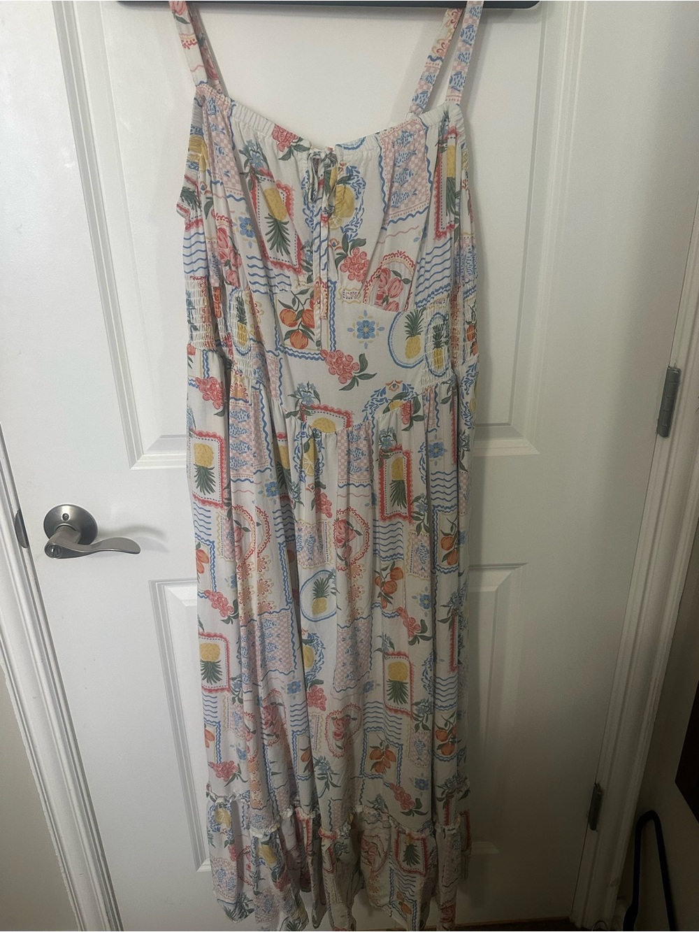 Torrid Floral Tropical Print Maxi Dress — White with Yellow, Orange & Blue